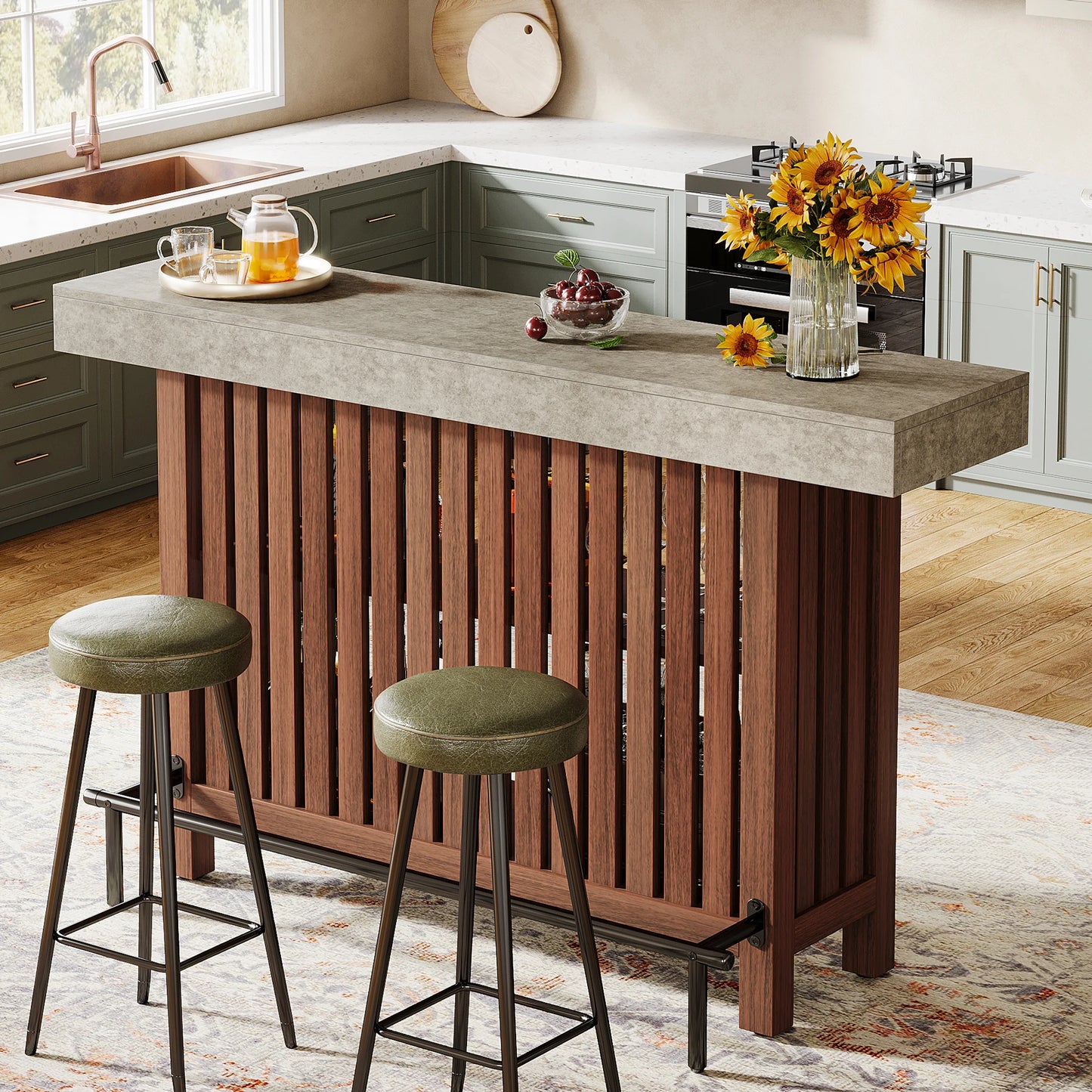 Tribesigns Home Bar Unit With Footrest
