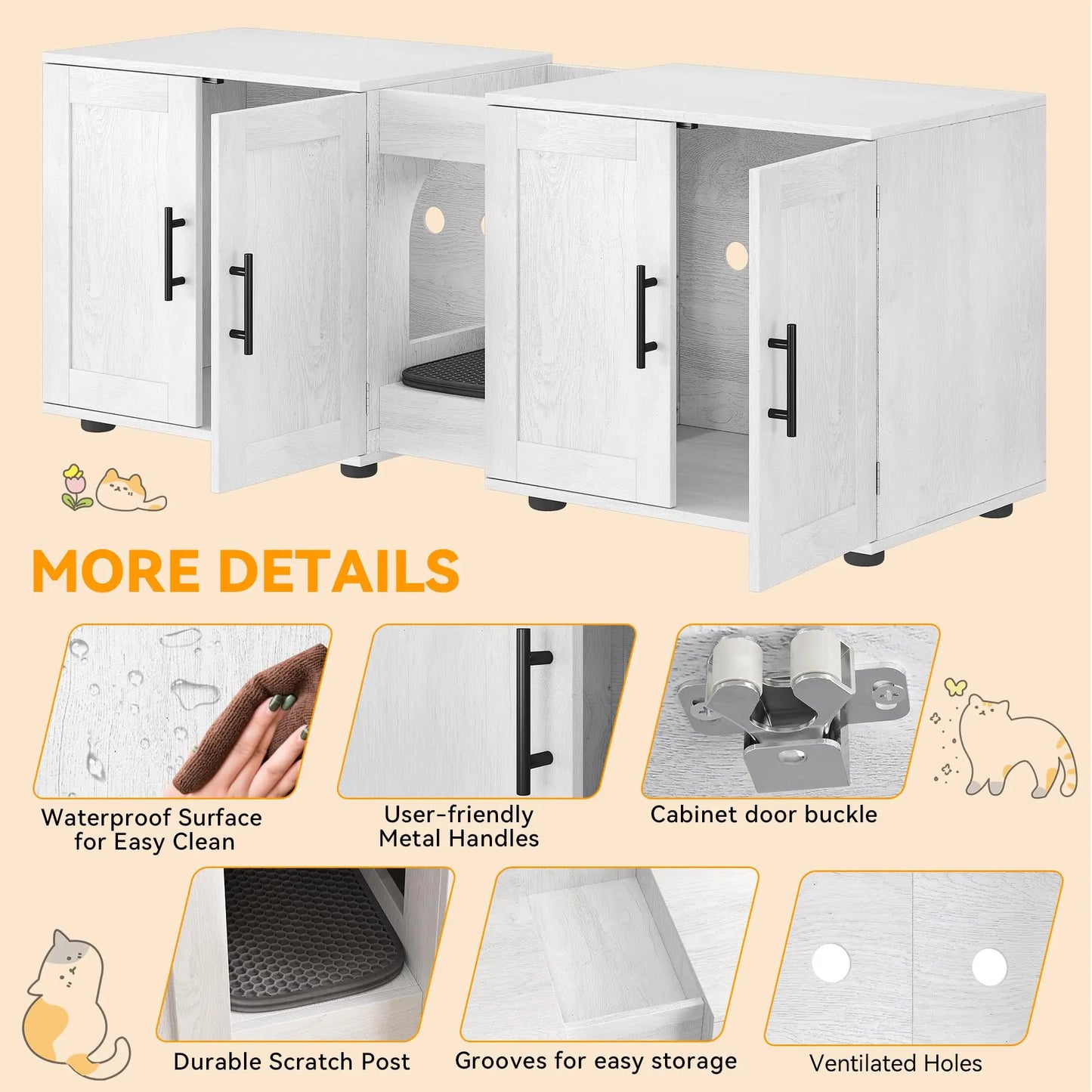 HiMISSCN Double Room Litter Box Enclosure For Cats