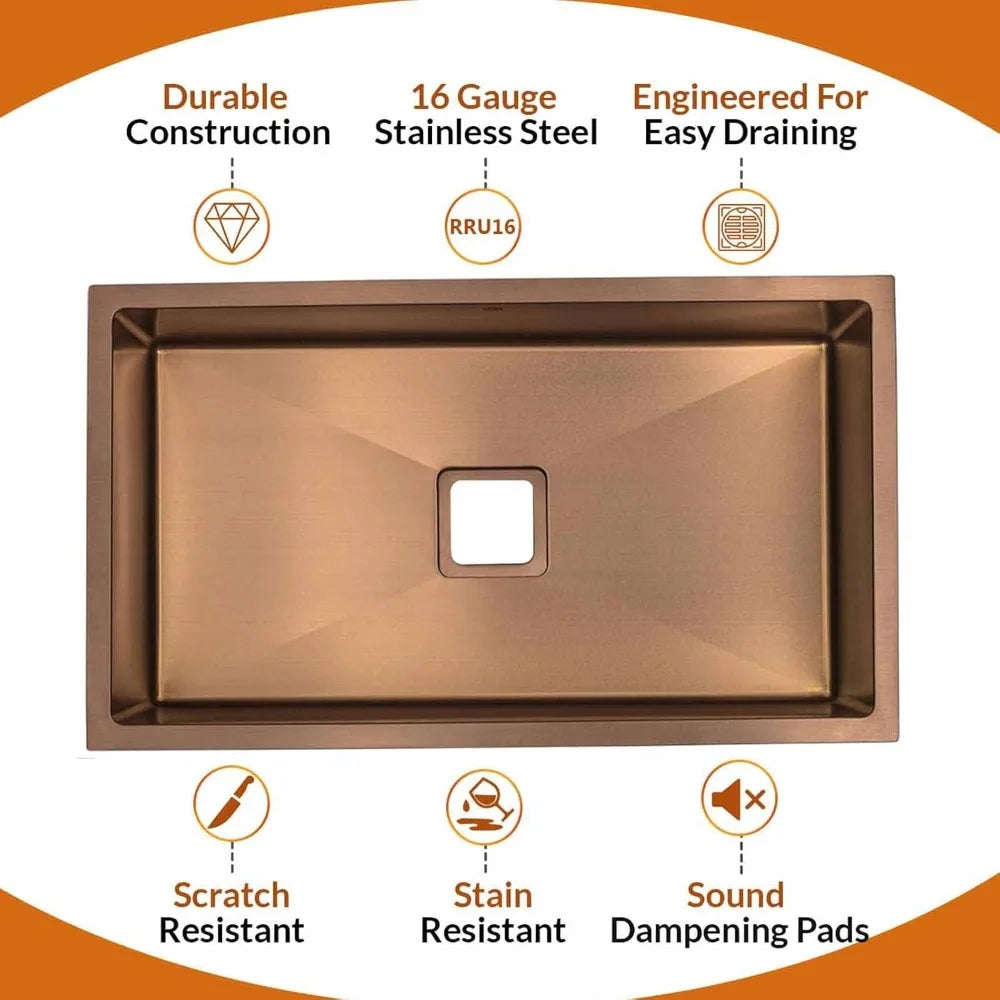 Undermount Single Bowl Kitchen Sink Stainless Steel Design Accessory
