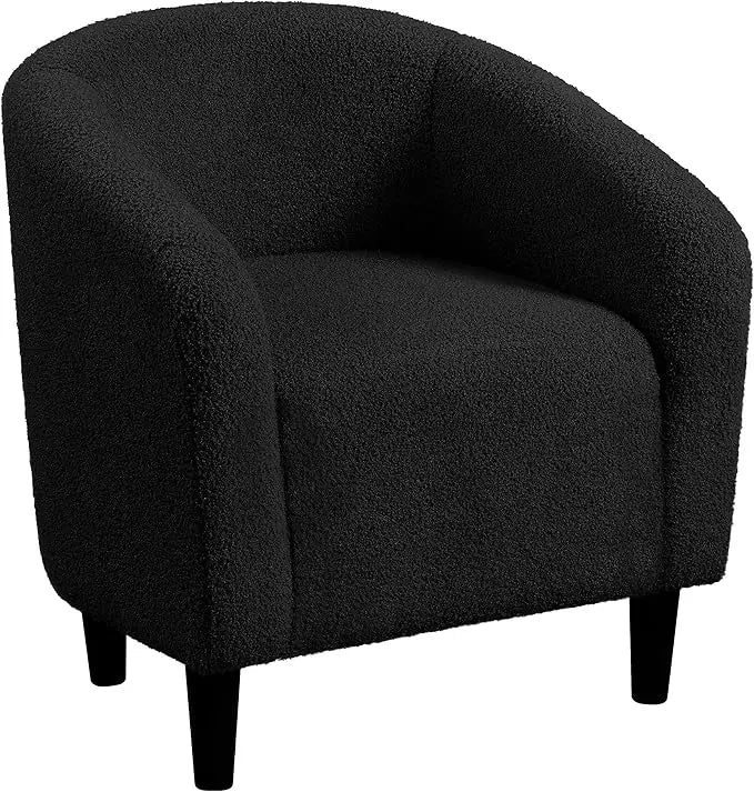 Boucle Barrel Chair With Sherpa Upholstery For Living Room