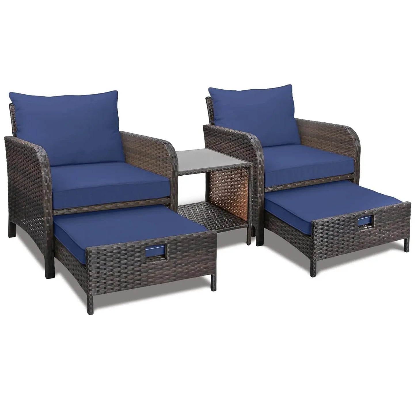 Balcony Patio Conversation Set In Rattan Wicker Outdoor Cushions