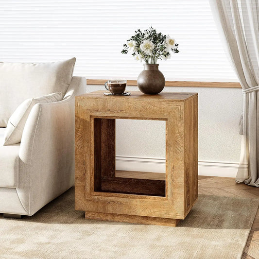 Little Tree End Table Two-Tier Wooden Side Table Farmhouse