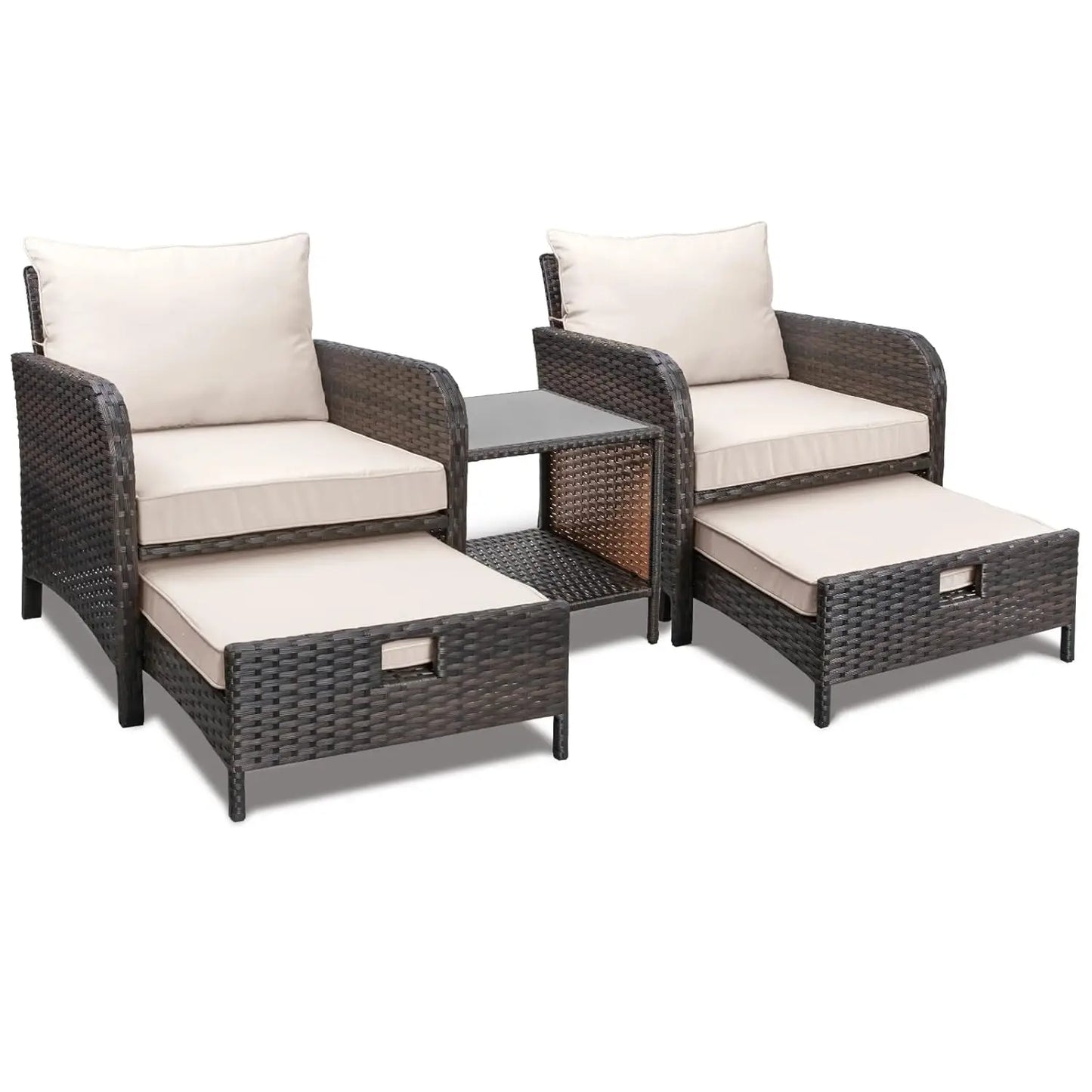 Balcony Patio Conversation Set In Rattan Wicker Outdoor Cushions