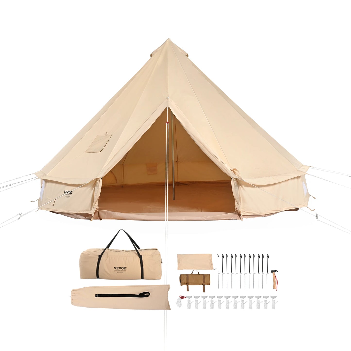 SucceBuy Canvas Bell Tent For Camping With Stove Breathable Design