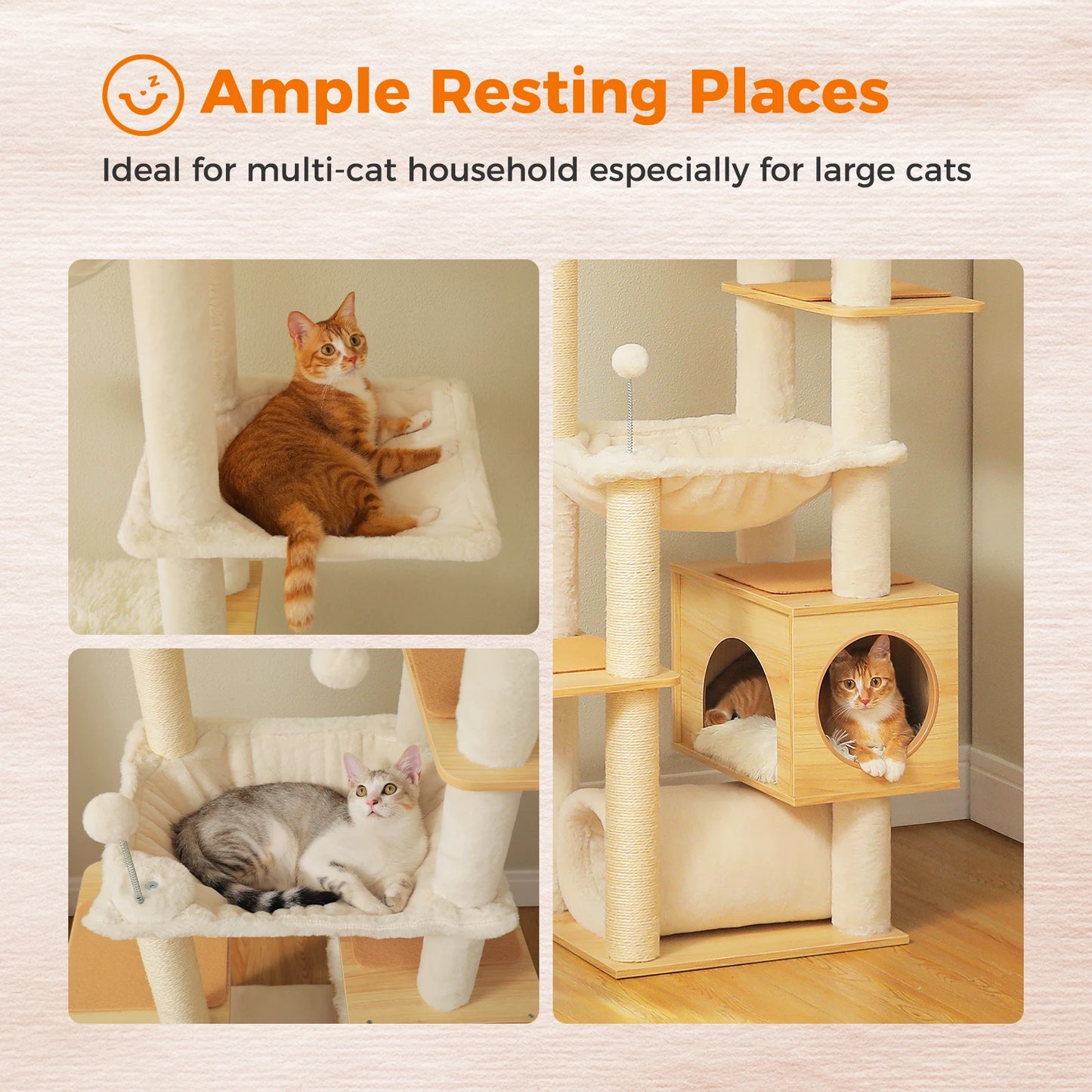 PAWZ Road Height Adjustable Cat Tree With Large Hammock