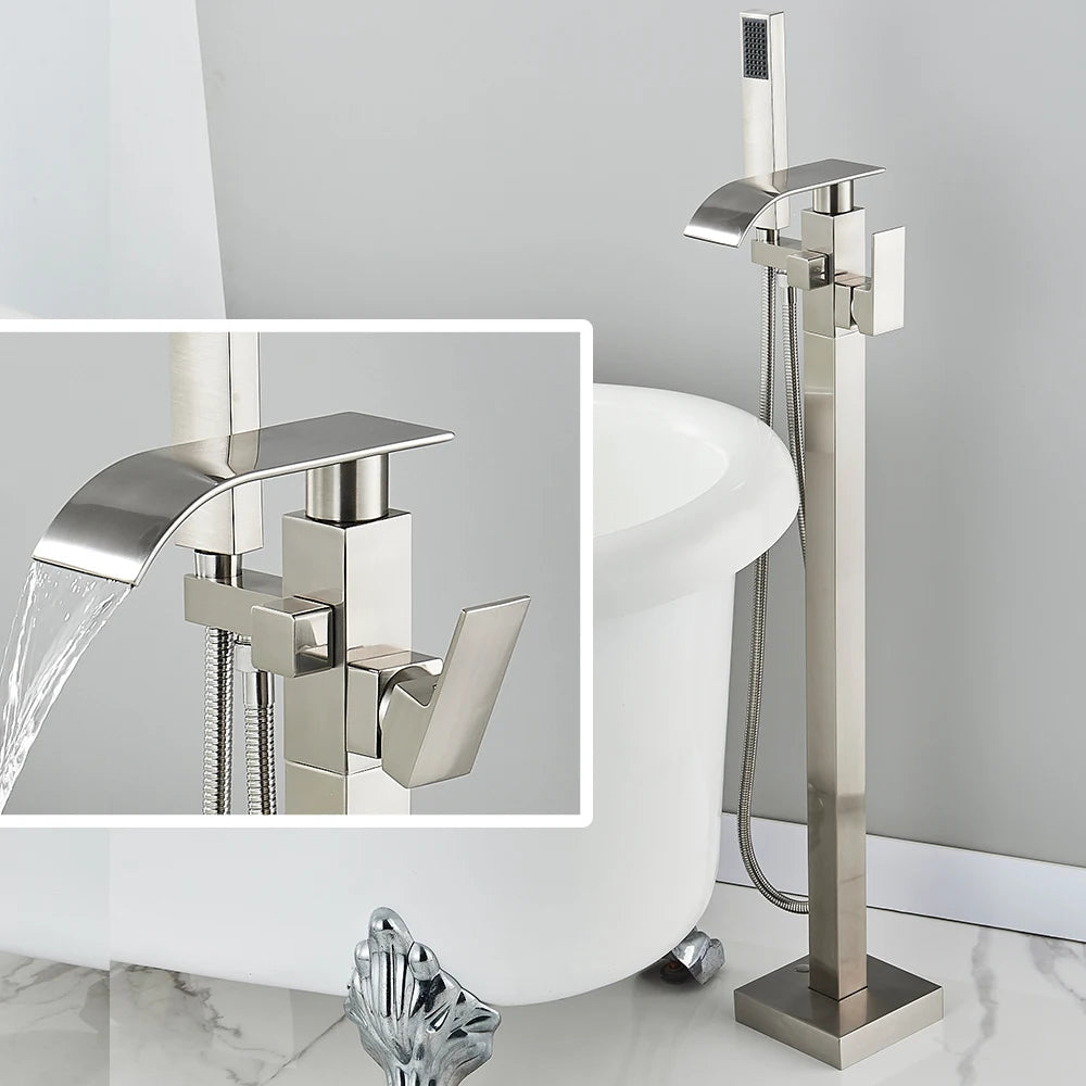 Quyanre Floor Standing Tub Faucet With Hand Shower