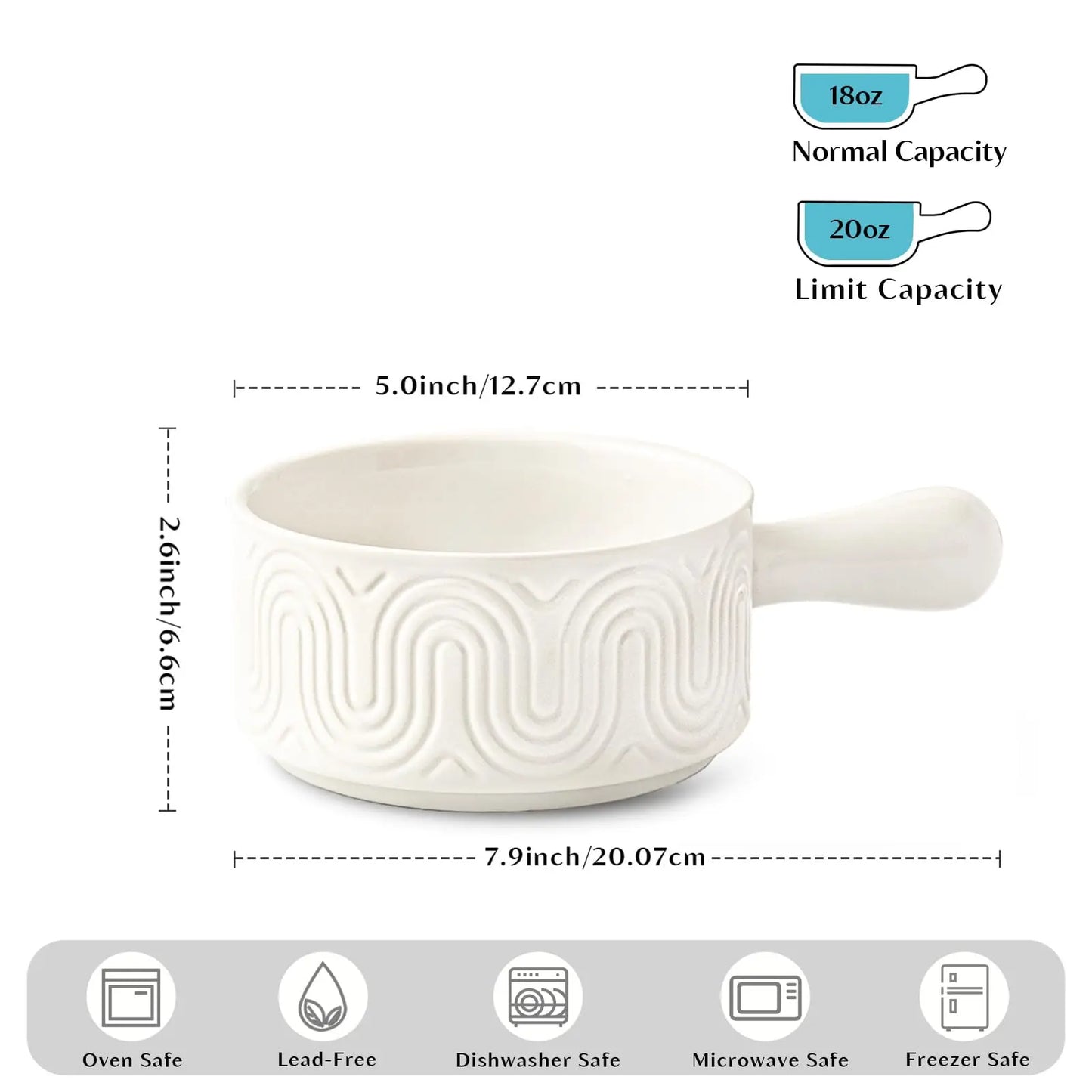 ATUCOHOC Ceramic French Onion Soup Bowls With Handles 4 Pack
