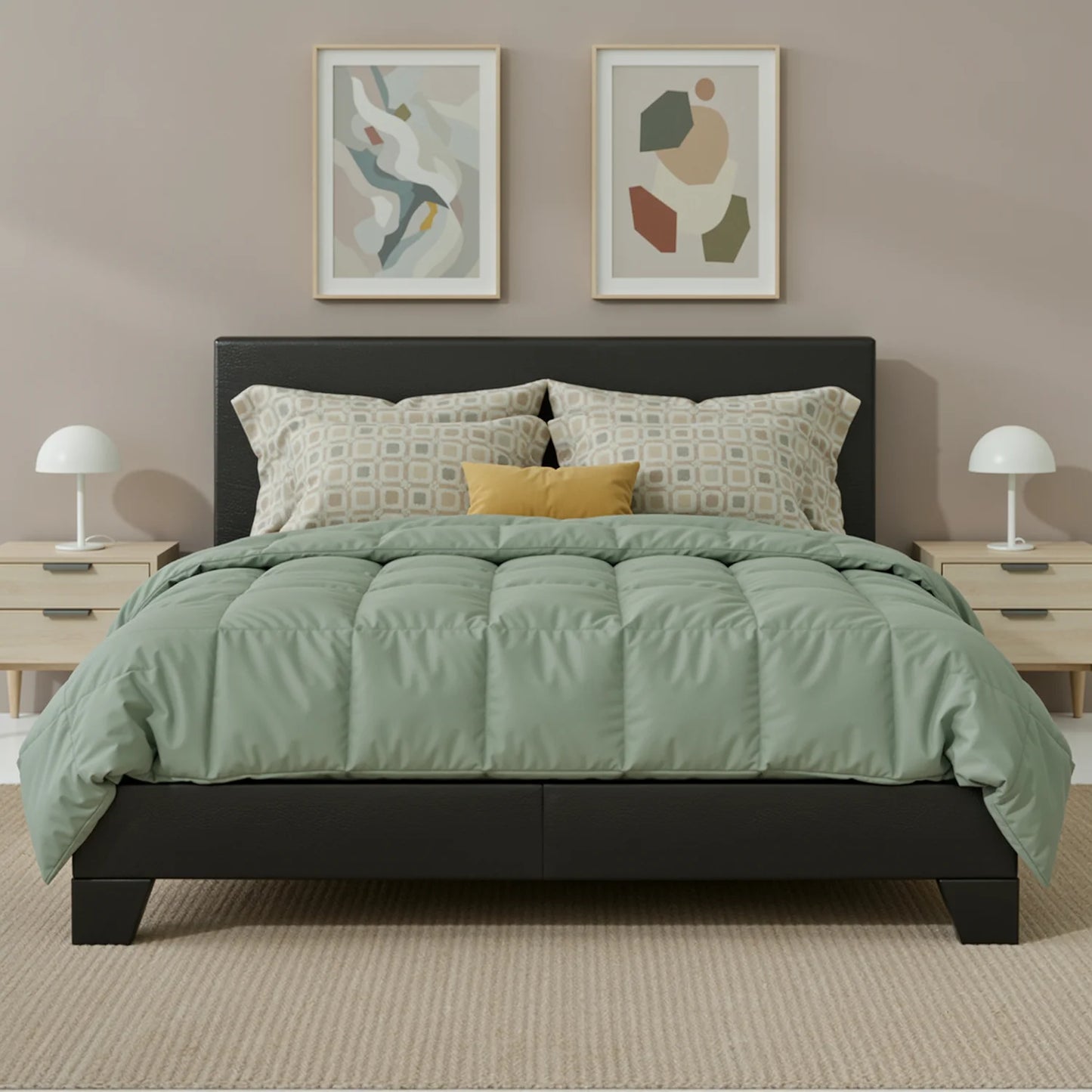 HOOMIC Upholstered Bed Frame With Adjustable Linen Headboard Quiet Support