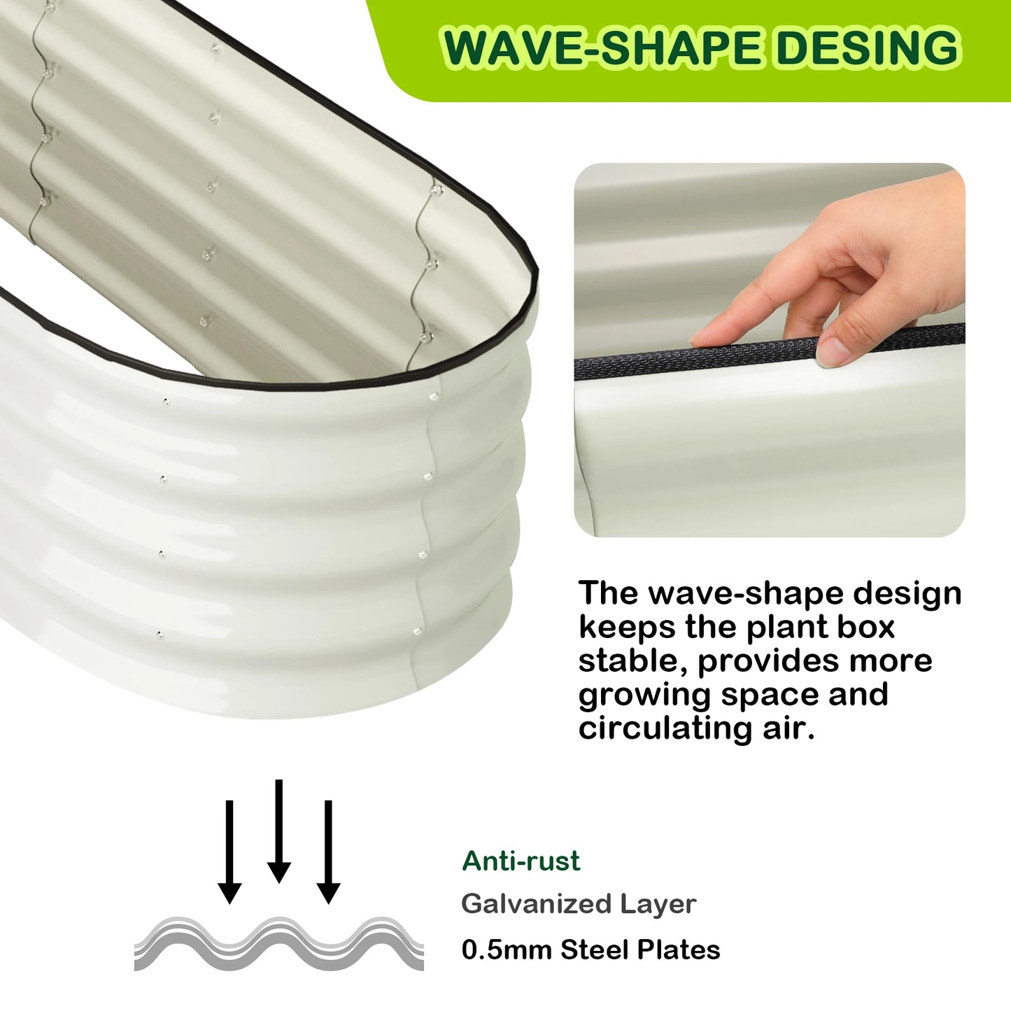 HiMISS Oval Galvanized Raised Garden Bed Pair Outdoor