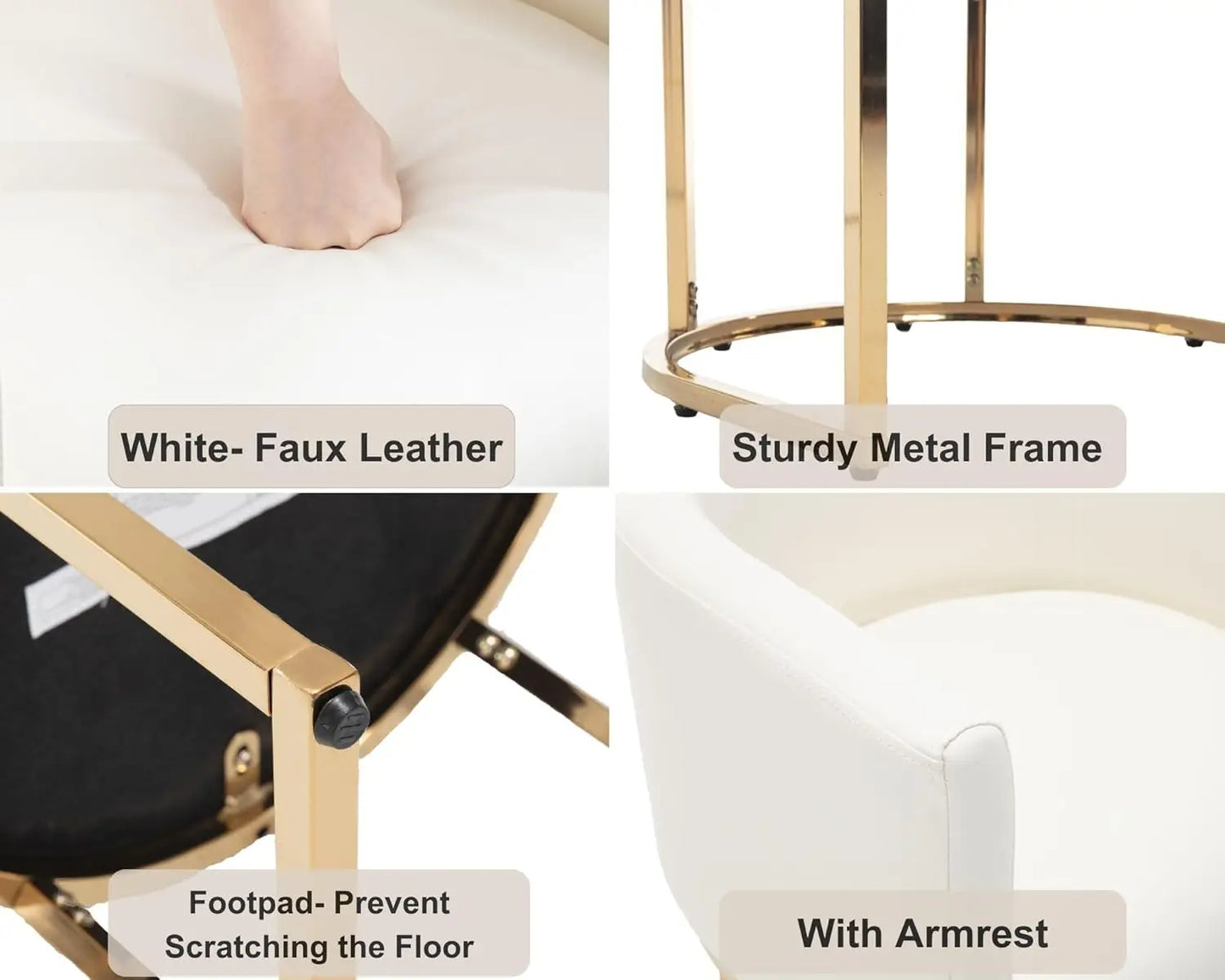 Faux Leather Dining Chair With Barrel Back And Gold Frame
