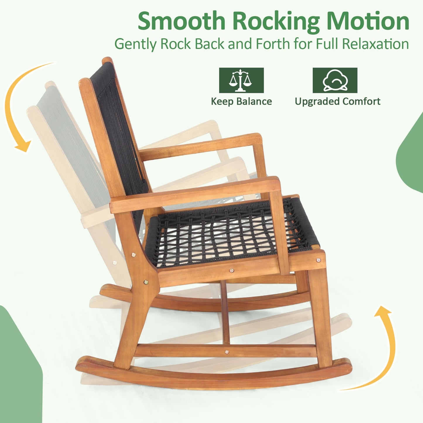 HOMASIS 3 Piece Patio Acacia Wood Bistro Table Rocking Chair