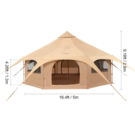 SucceBuy Canvas Bell Tent For Camping With Stove Breathable Design