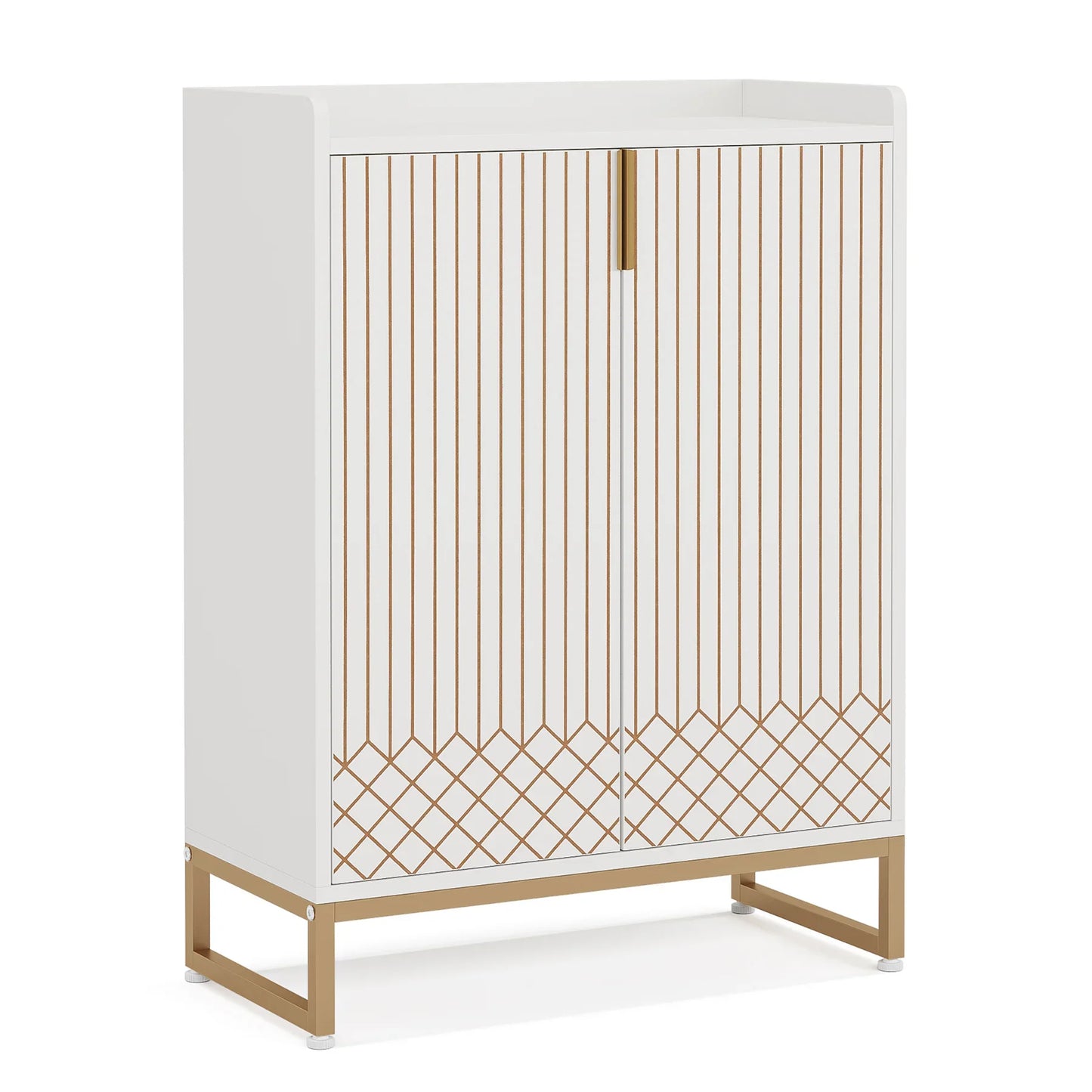 Tribesigns 5 Tier Shoe Cabinet With Doors Wooden Storage Organizer
