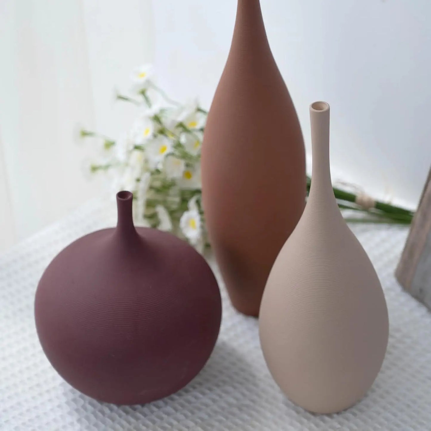 Set of 3 Modern Ceramic Vases Farmhouse Minimalist Centerpieces