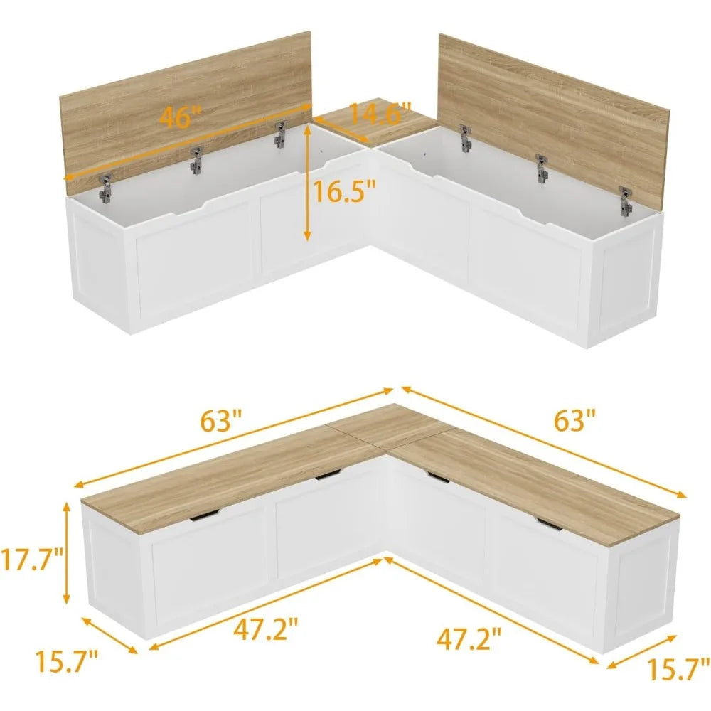 L Shape Kitchen Nook Bench With Hidden Storage Corner Dining