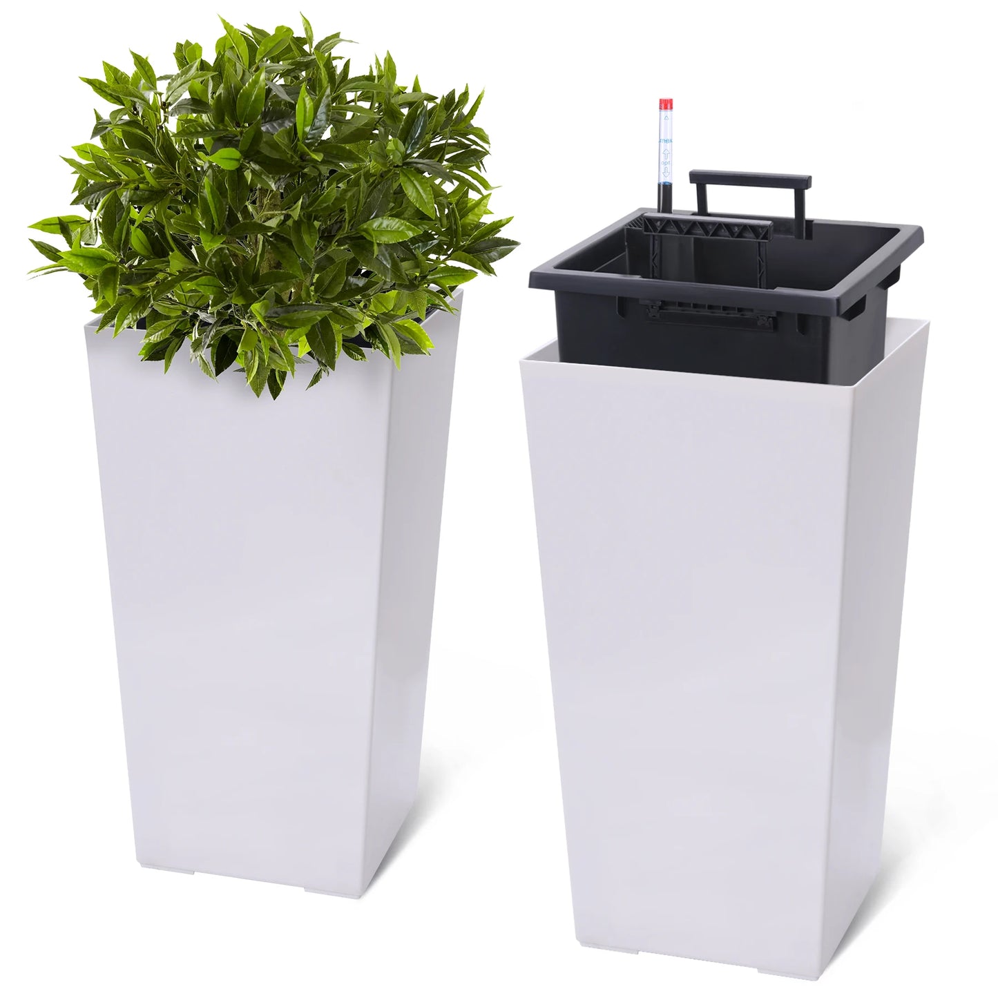 HobbyLane Tall Planter With Shelf Insert Plastic For Indoor Outdoor
