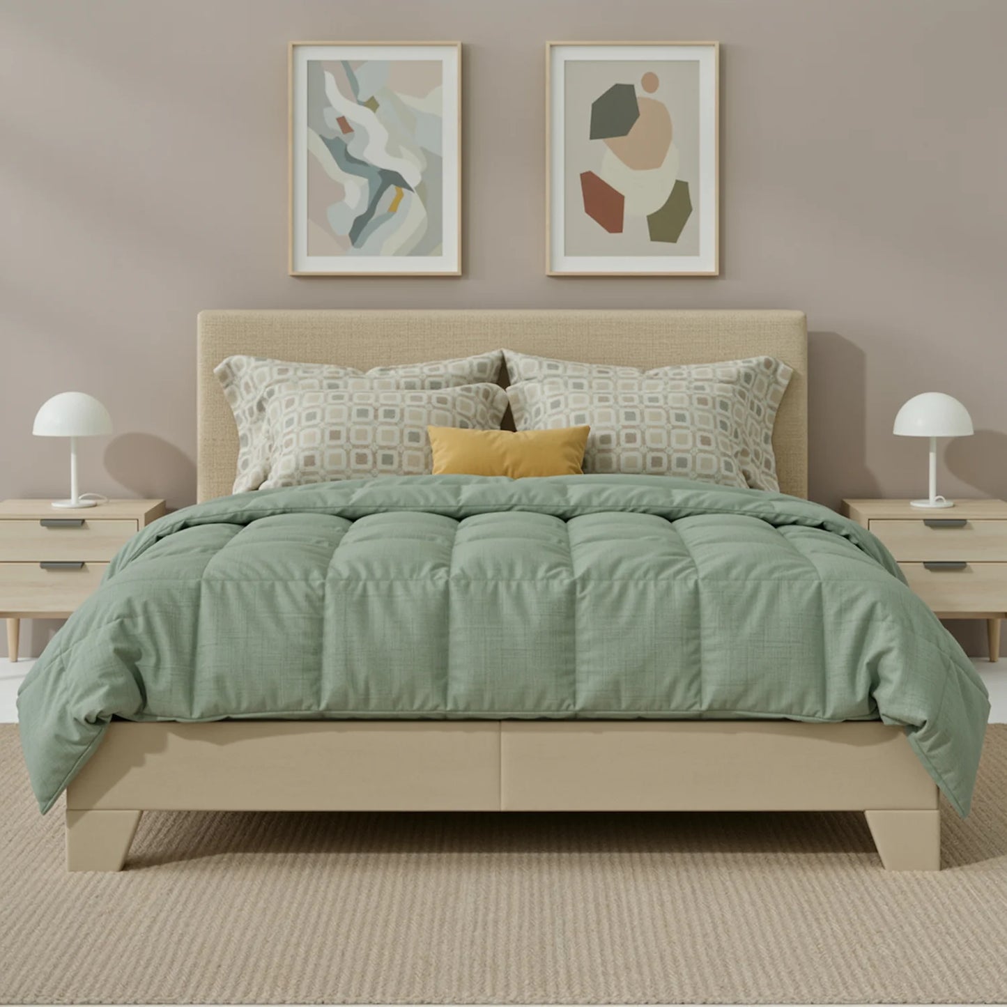 HOOMIC Upholstered Bed Frame With Adjustable Linen Headboard Quiet Support