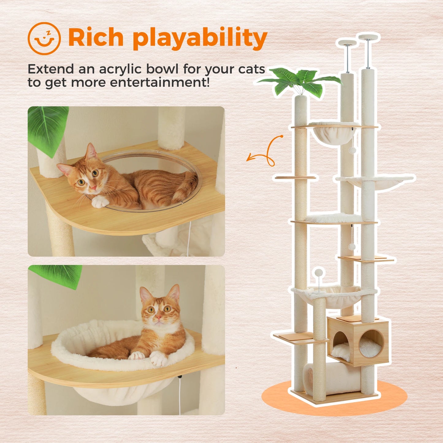 PAWZ Road Height Adjustable Cat Tree With Large Hammock