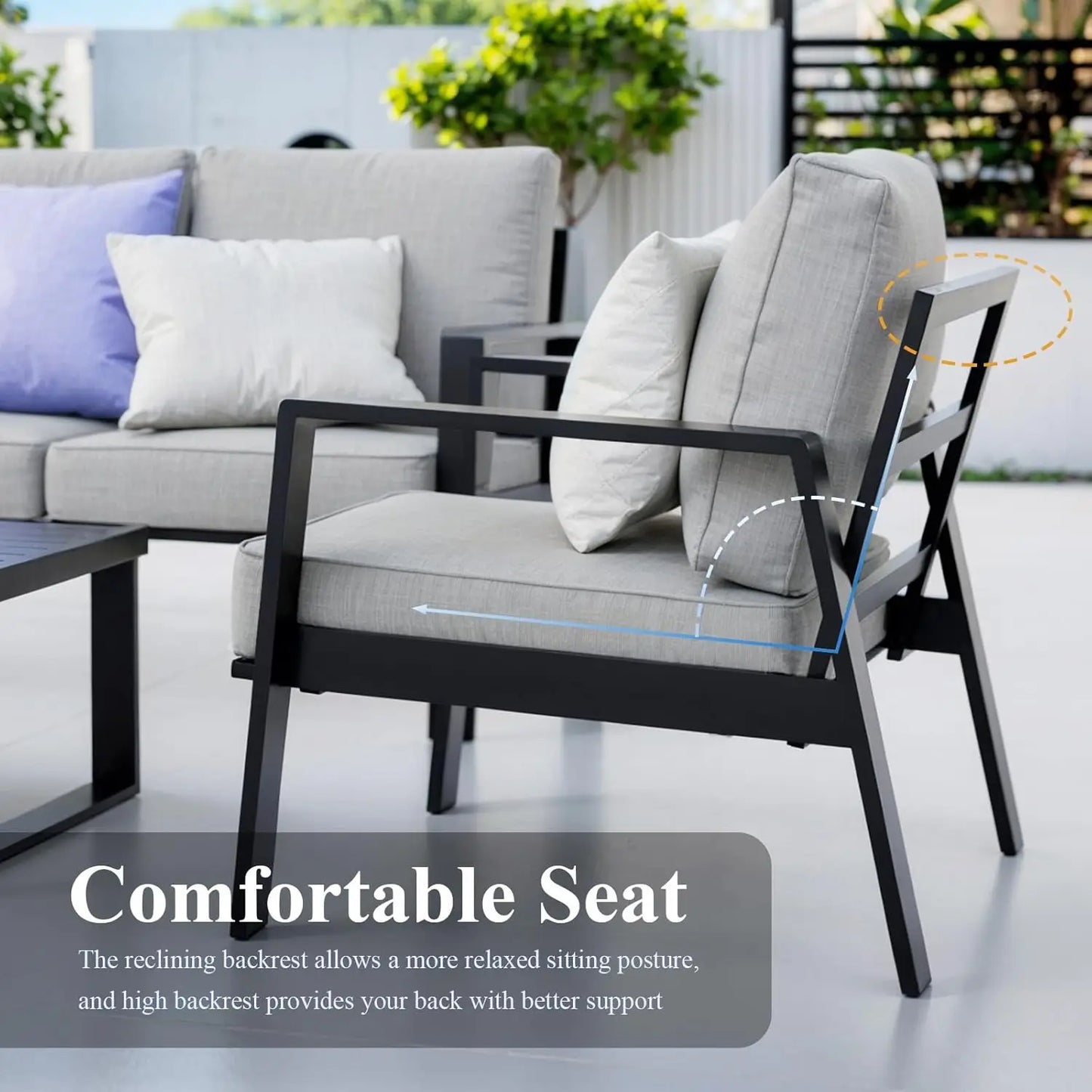 Aluminum Outdoor Patio Furniture Set Sectional With Coffee Table
