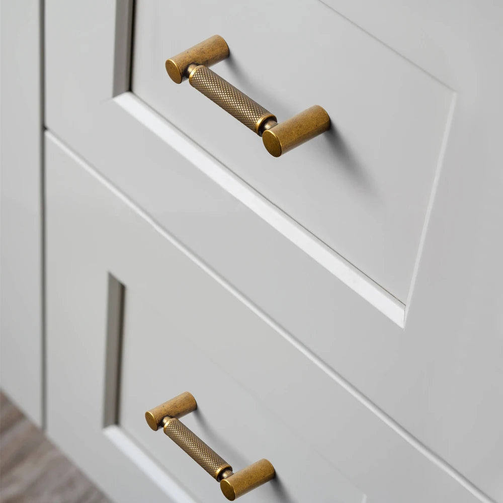 Goo-Ki Antique Brass Knurled Cabinet Pulls For Kitchen Cabinets