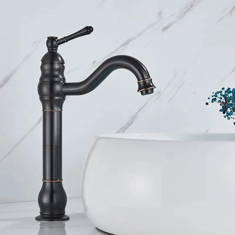 MYQualife Deck Mounted Bathroom Basin Faucet Hot and Cold Mixer