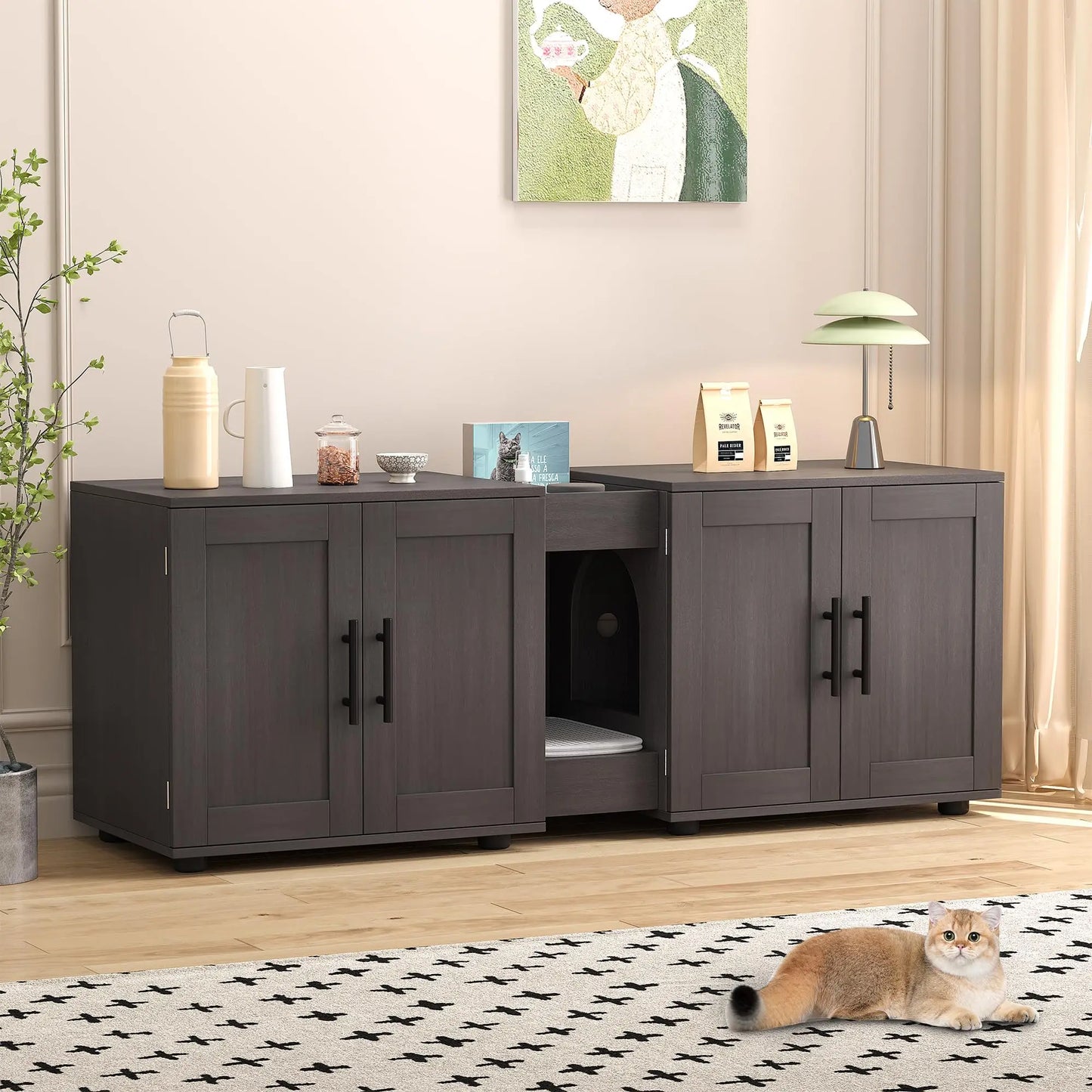 HiMISSCN Double Room Litter Box Enclosure For Cats
