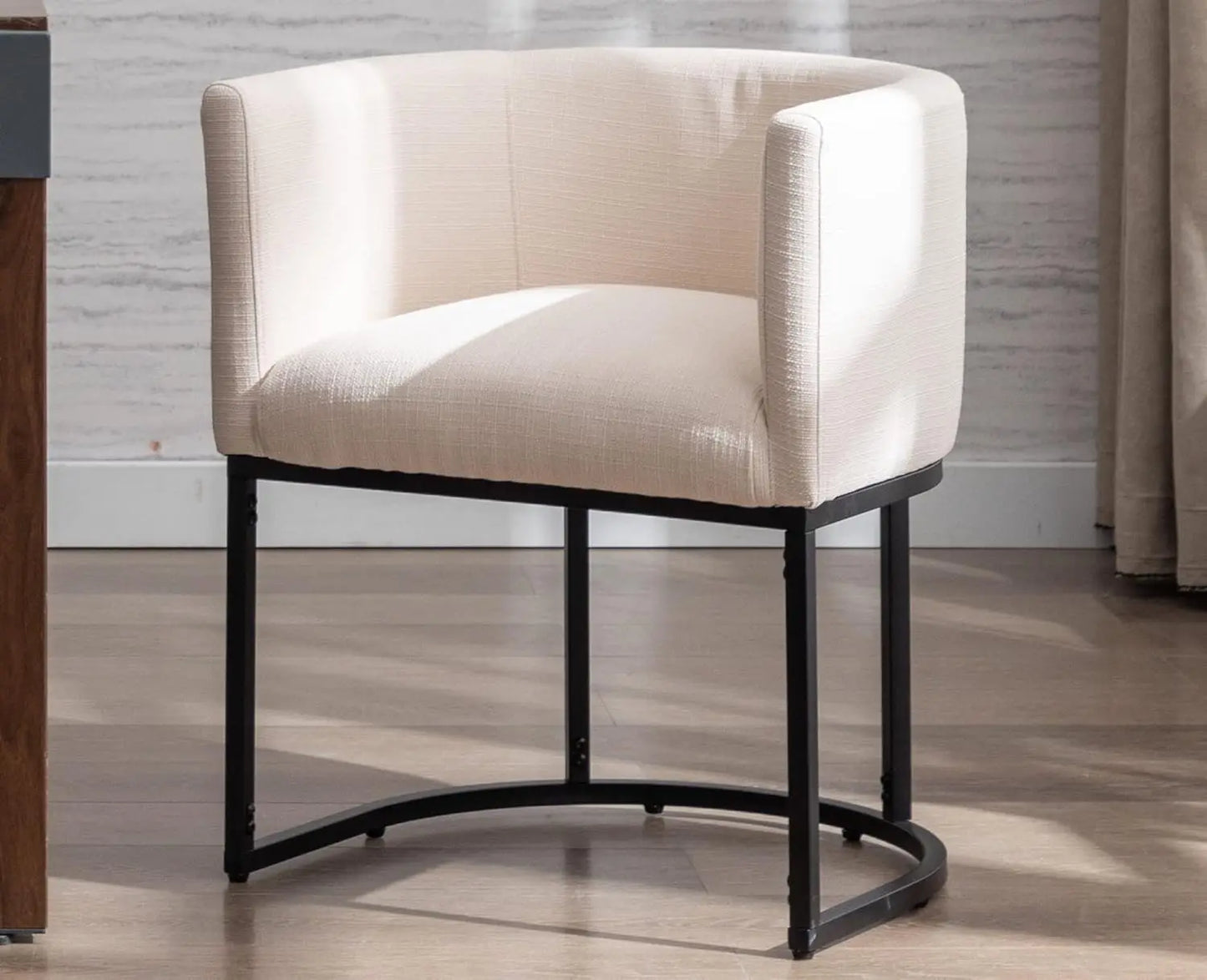 Faux Leather Dining Chair With Barrel Back And Gold Frame