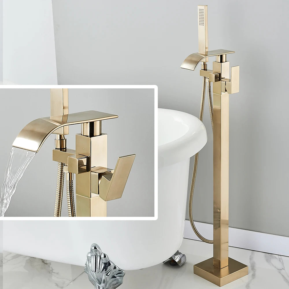 Quyanre Floor Standing Tub Faucet With Hand Shower