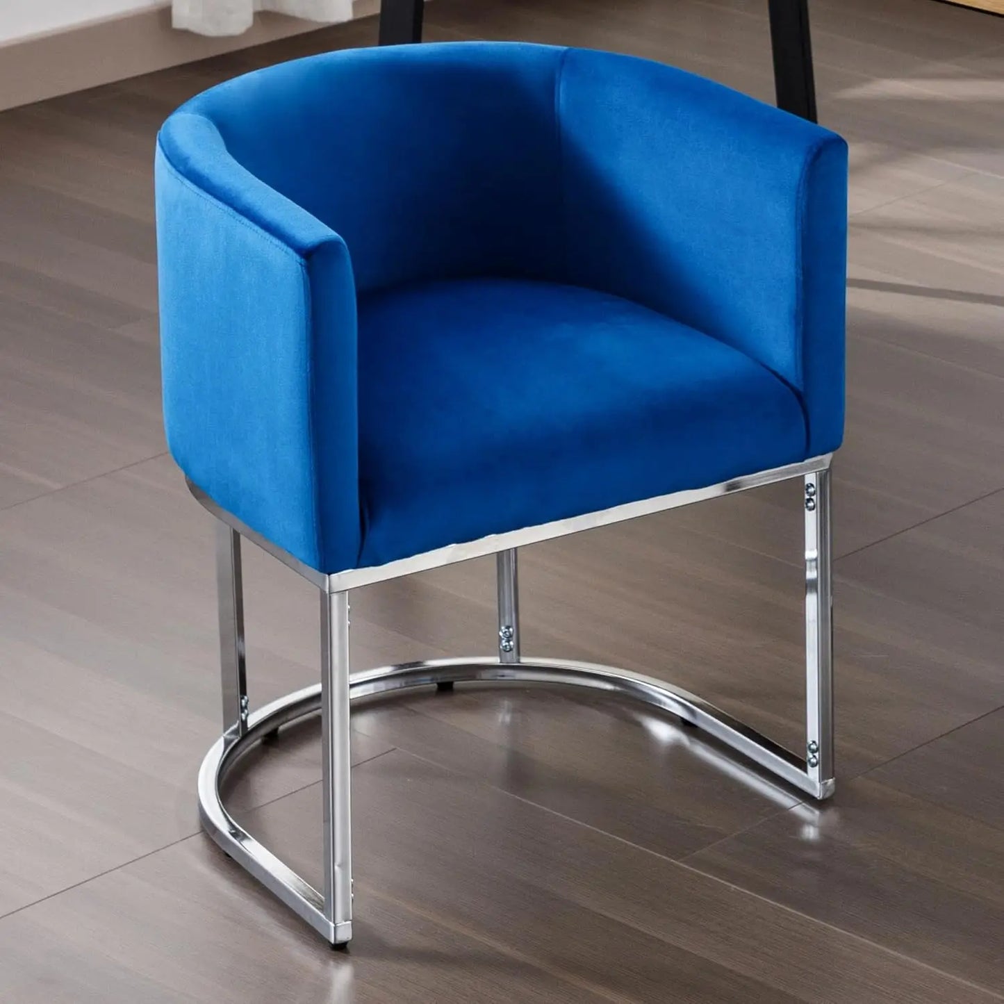 Faux Leather Dining Chair With Barrel Back And Gold Frame