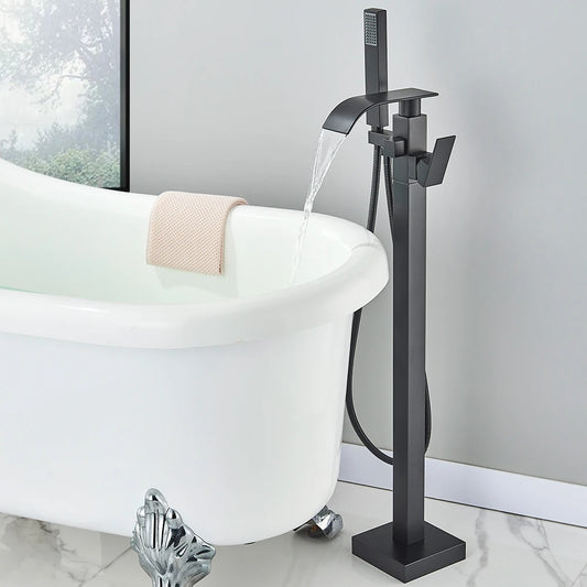 Quyanre Floor Standing Tub Faucet With Hand Shower