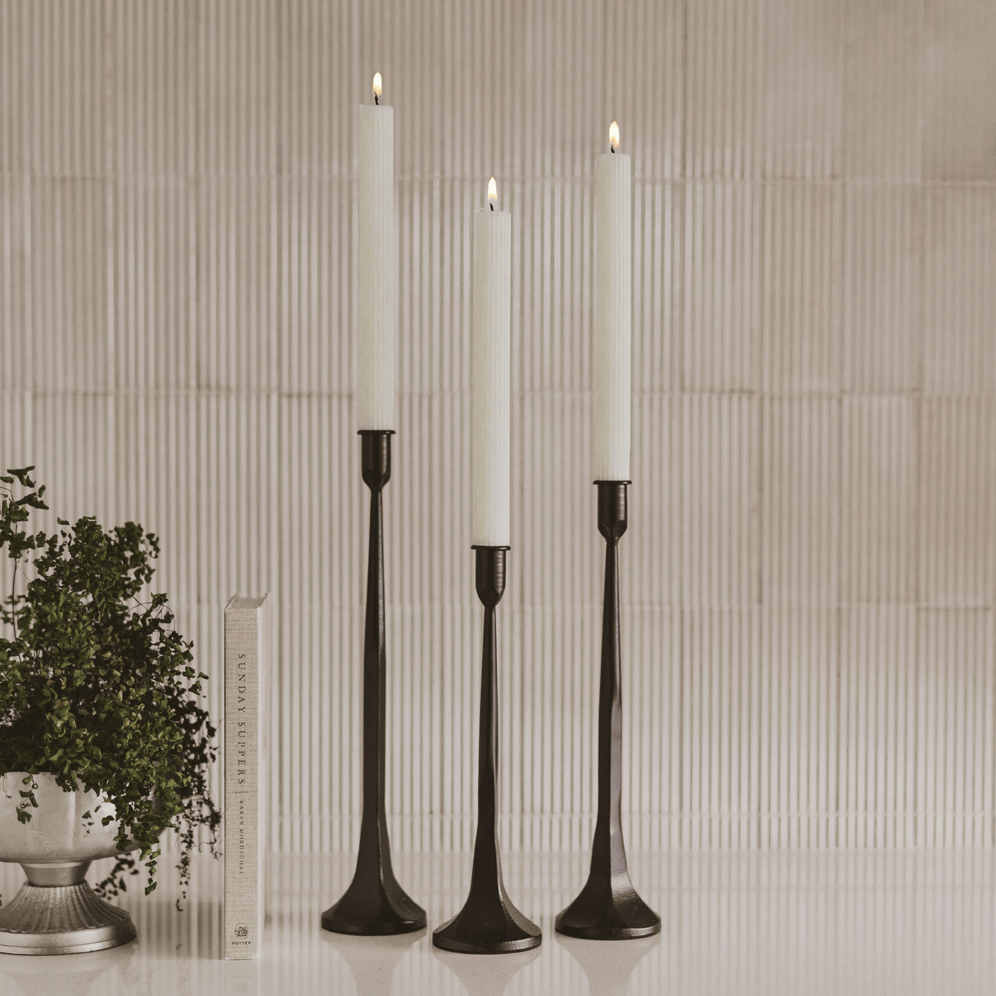 Black Cast Iron Taper Candle Holders