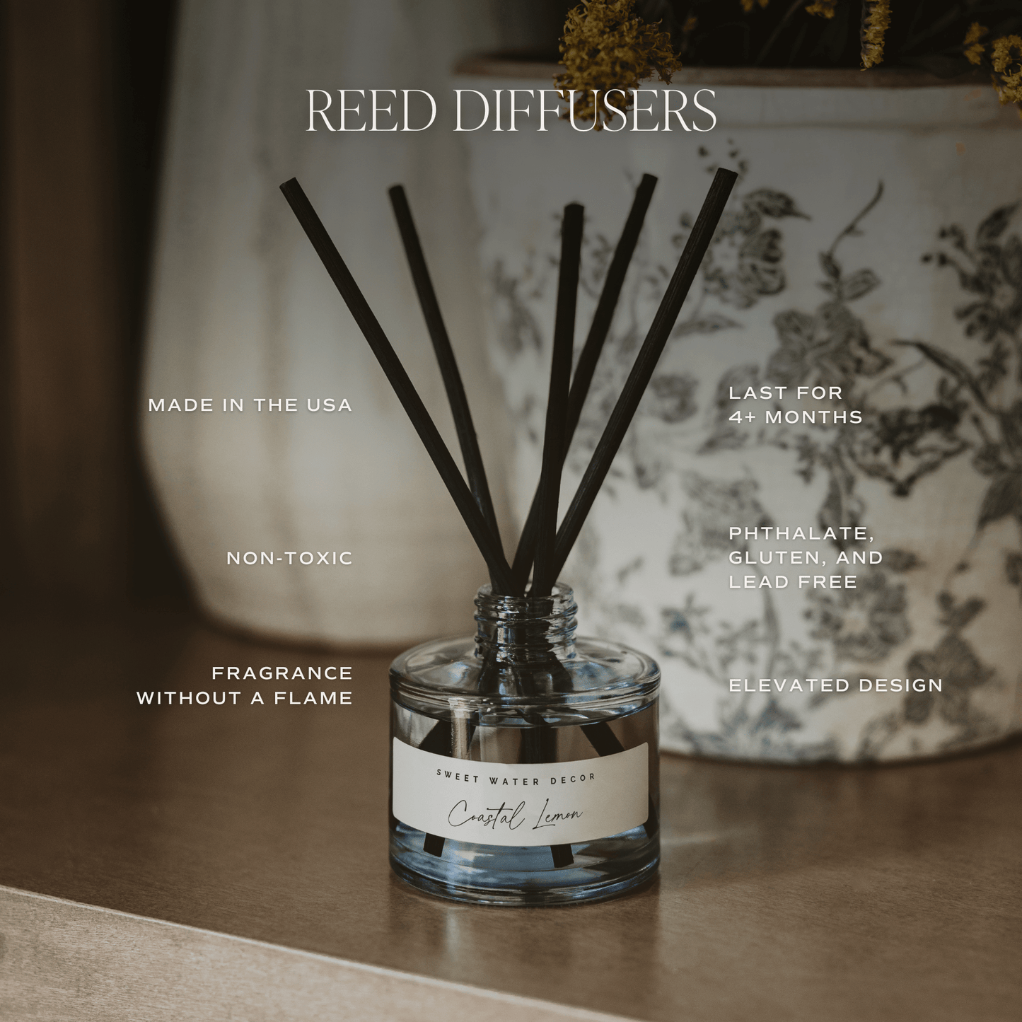 Stress Relief Blue Tinted Glass Jar Reed Diffuser