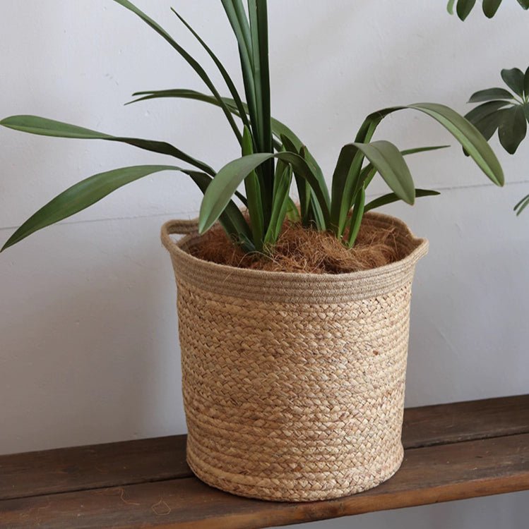 Natural Cylinder Storage And Planter Basket For Home Organization
