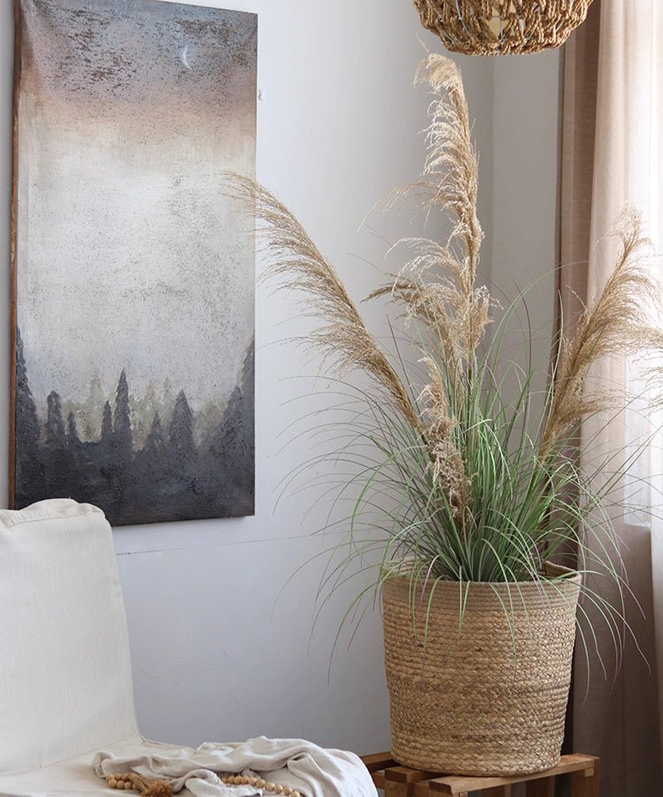 Natural Cylinder Storage And Planter Basket For Home Organization