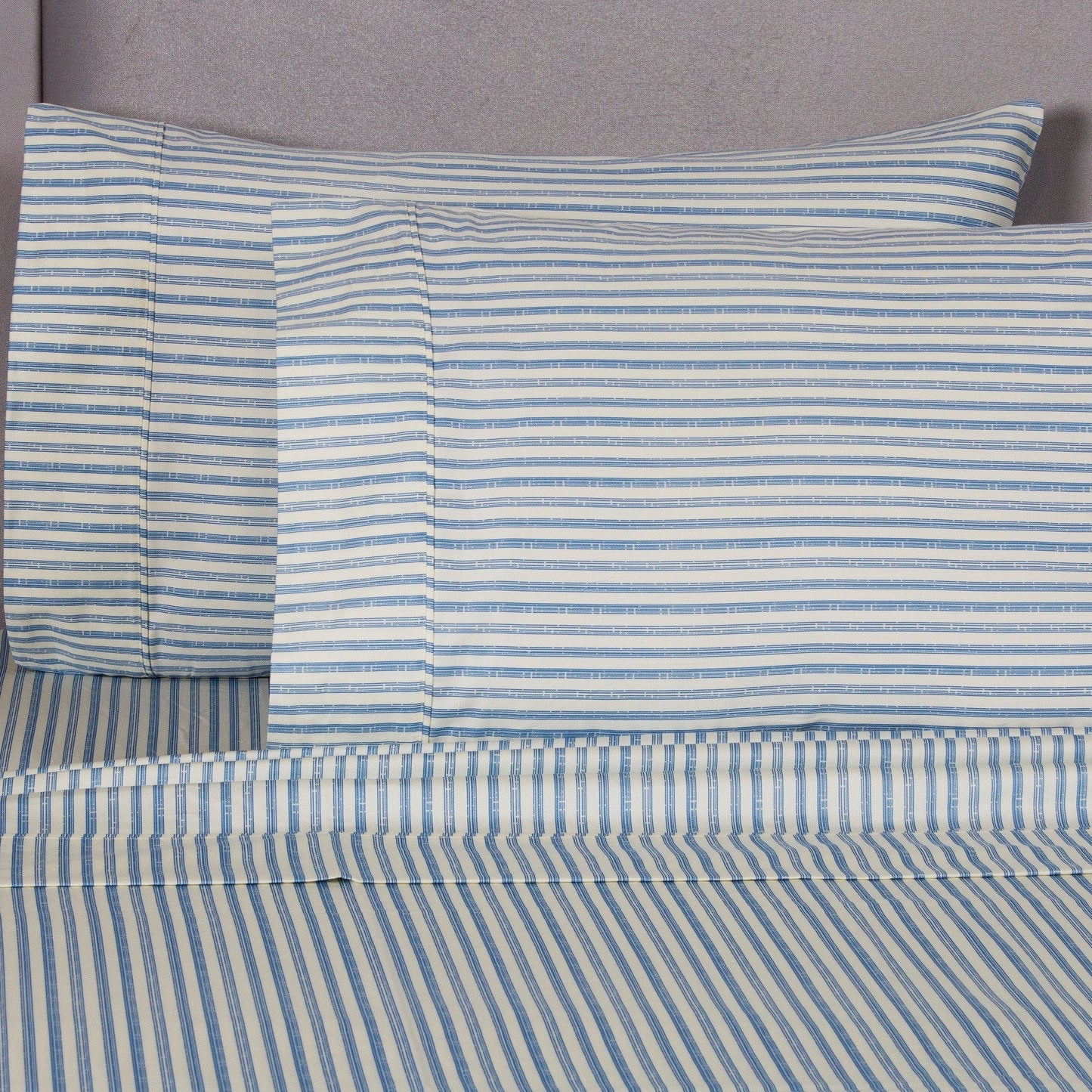 Bamboo Stripe Sheet Set In Cotton Sateen, Soft And Durable