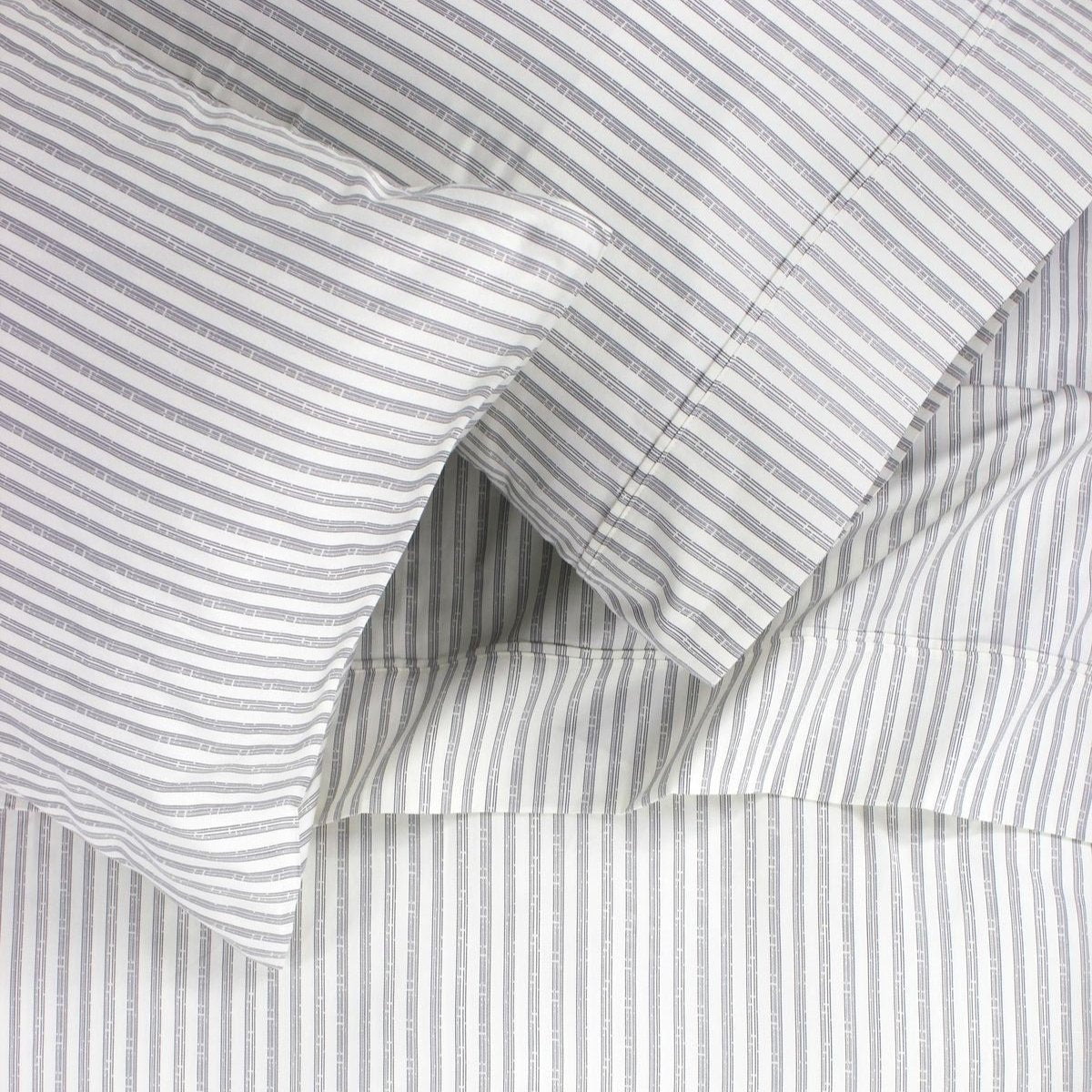Bamboo Stripe Sheet Set In Cotton Sateen, Soft And Durable