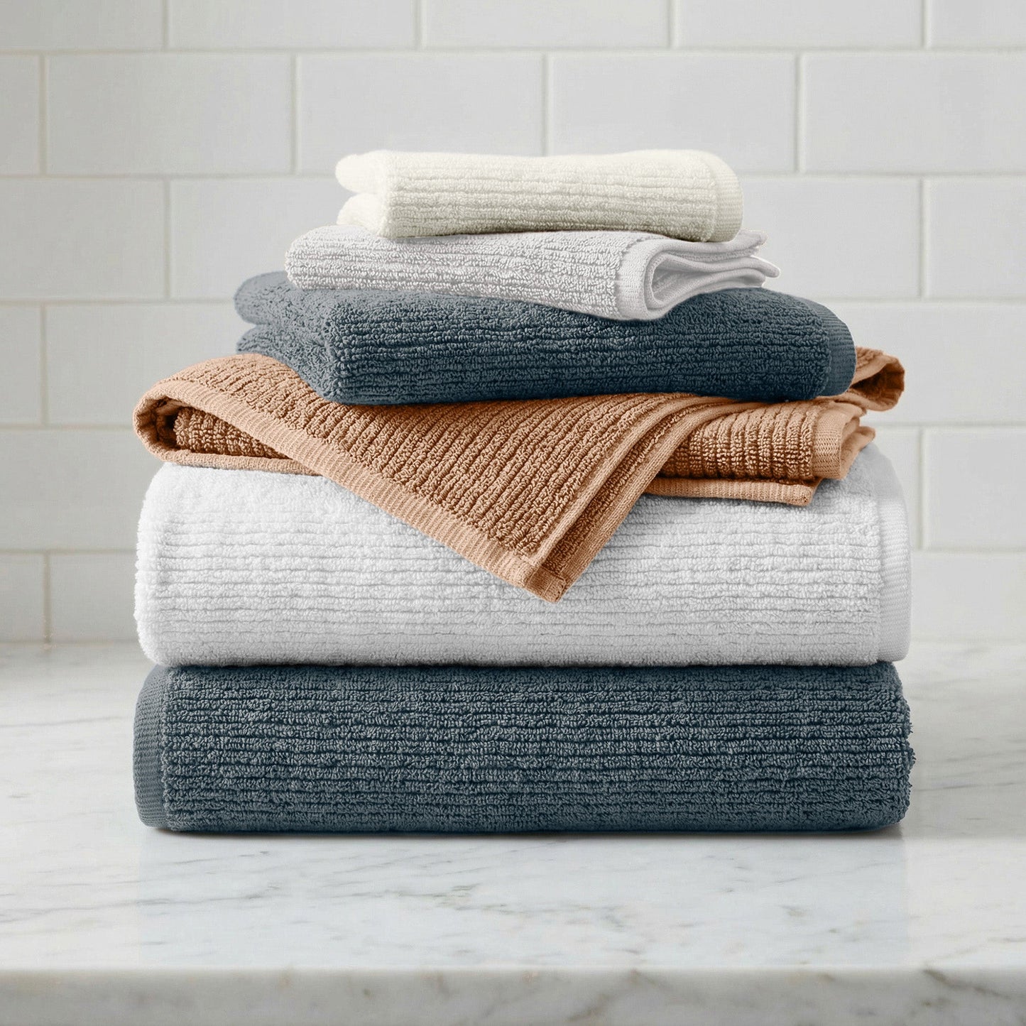 Georgiana Collection Turkish Cotton Ribbed Bath Towel Set
