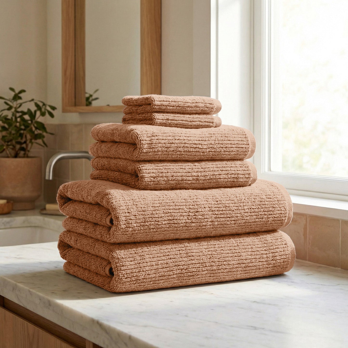 Georgiana Collection Turkish Cotton Ribbed Bath Towel Set