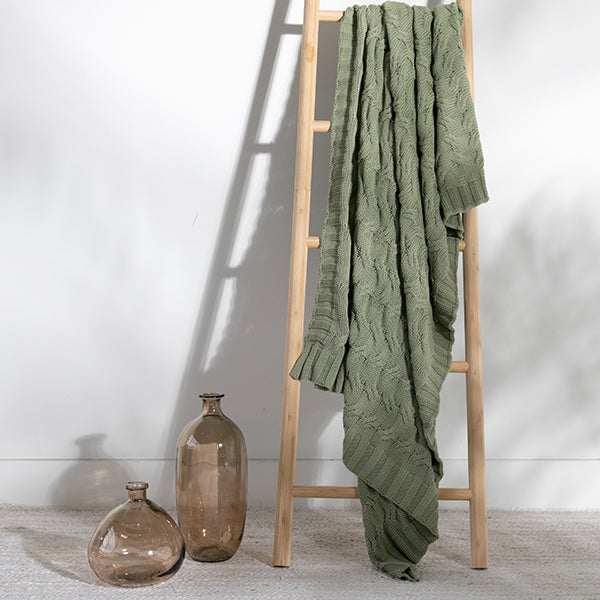 Chunky Cable Organic Cotton Throw Blanket
