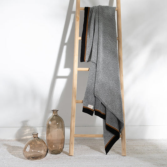 Stipple Stripe Organic Cotton Knit Throw Blanket