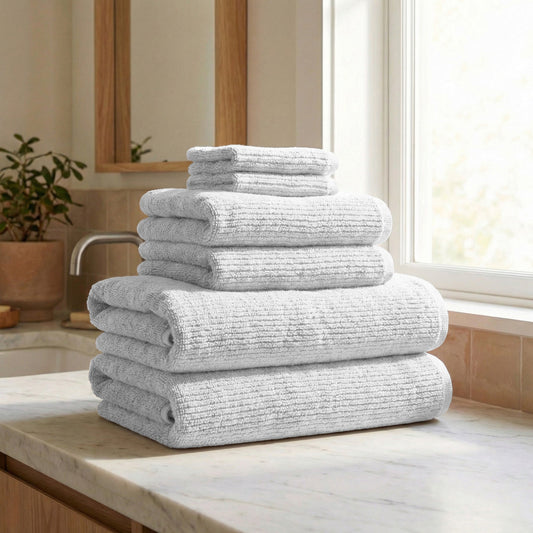 Georgiana Collection Turkish Cotton Ribbed Bath Towel Set