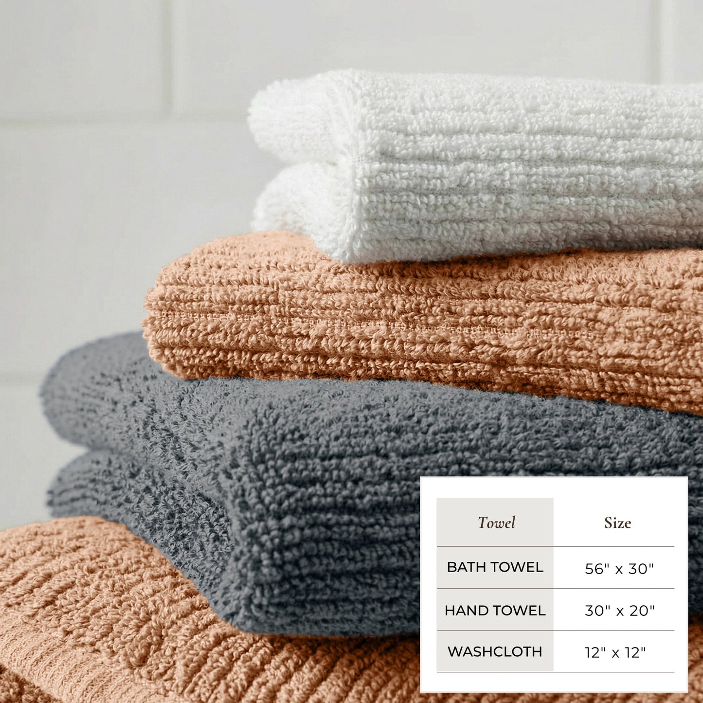 Georgiana Collection Turkish Cotton Ribbed Bath Towel Set